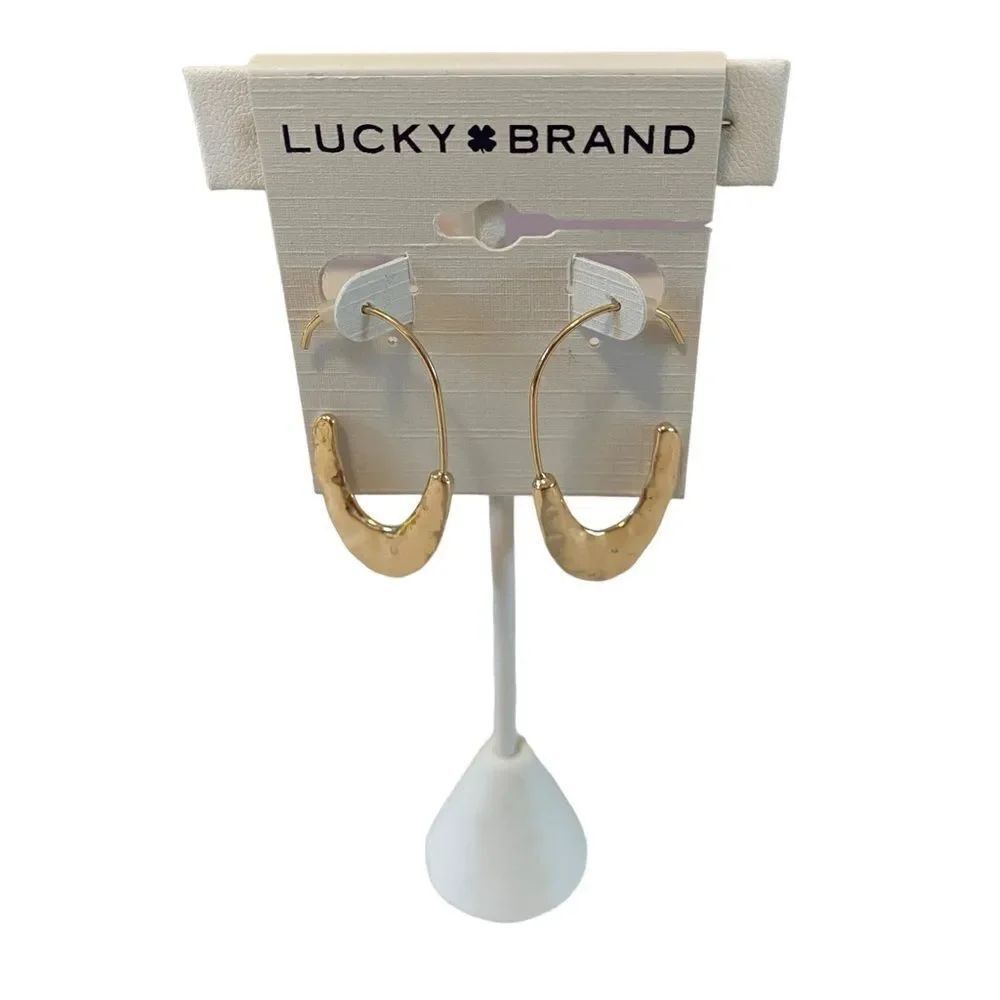 Hammered Gold Tone Modern Threader Earrings.